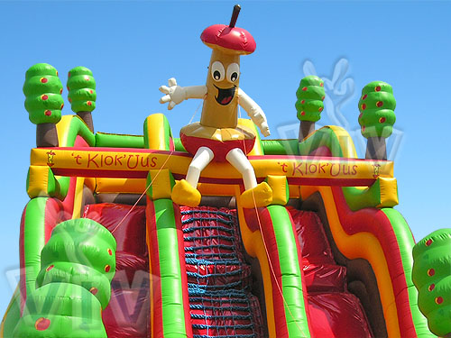 Apple core-shaped inflatable slide