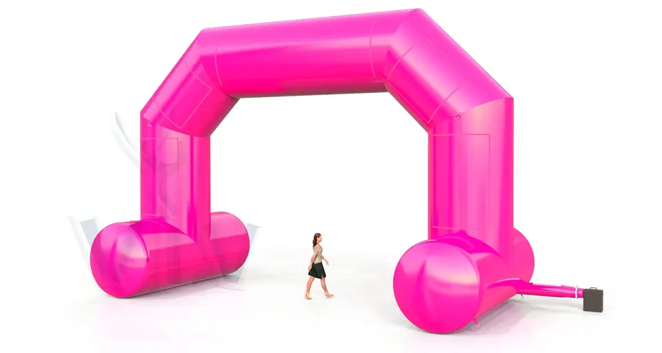 Diagonal self - standing gate 10 m commercial promotional inflatable gate
