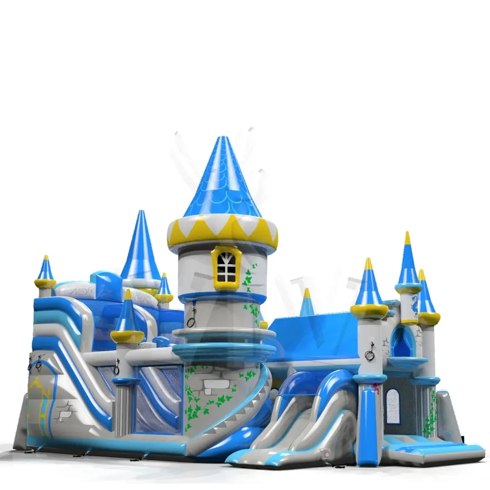 Slide with AC Aurora Castle commercial inflatable playground