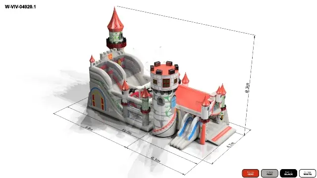 Knight's Castle with Active Center - in two parts commercial inflatable slide