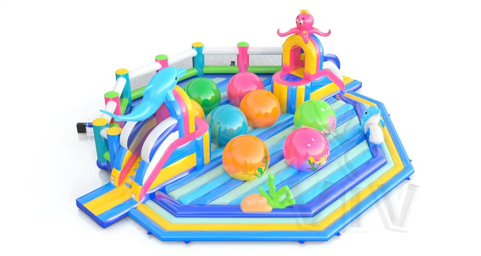 Wipe Out Unterwater World commercial inflatable wipe-out attraction